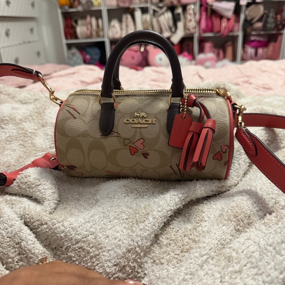 Coach Tan and Red Crossbody Bag